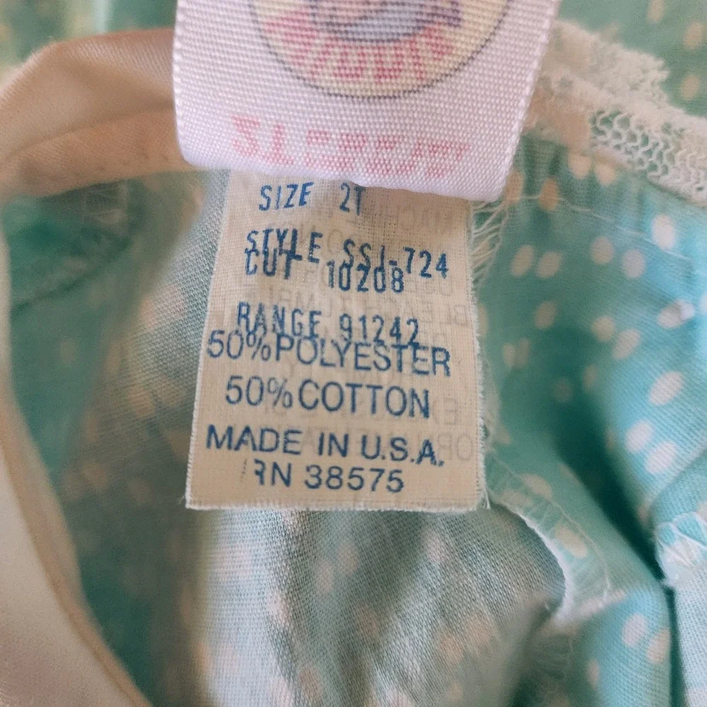 Vintage Winnie The Pooh Girls Dress 2T Light Blue Polka Dot Lace Trim USA‎ Made